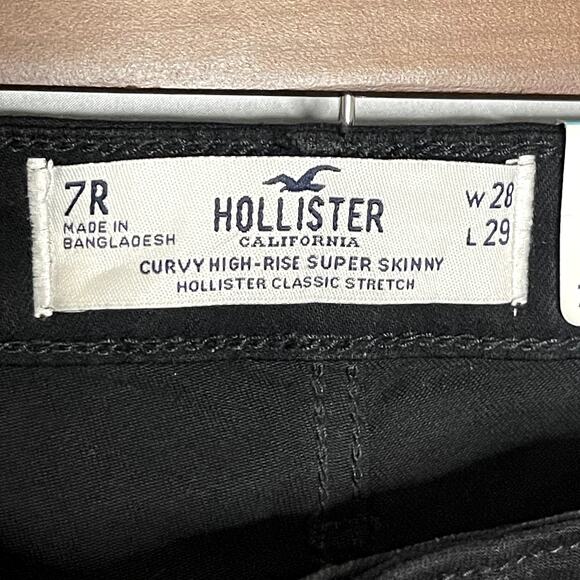 NWT Hollister Curvy High Rise Super Skinny Distressed Jeans Black Denim Size 7 - Picture 6 of 7